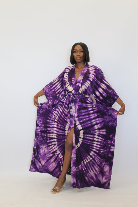 Eros - Purple Belted Kimono Kaftan