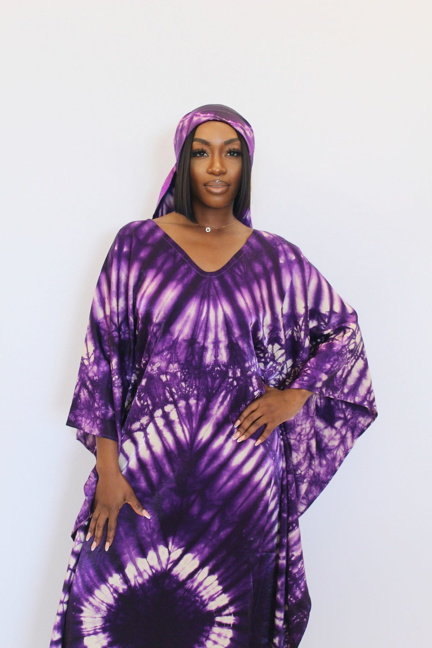 Kalon - Purple V-Neck Kaftan