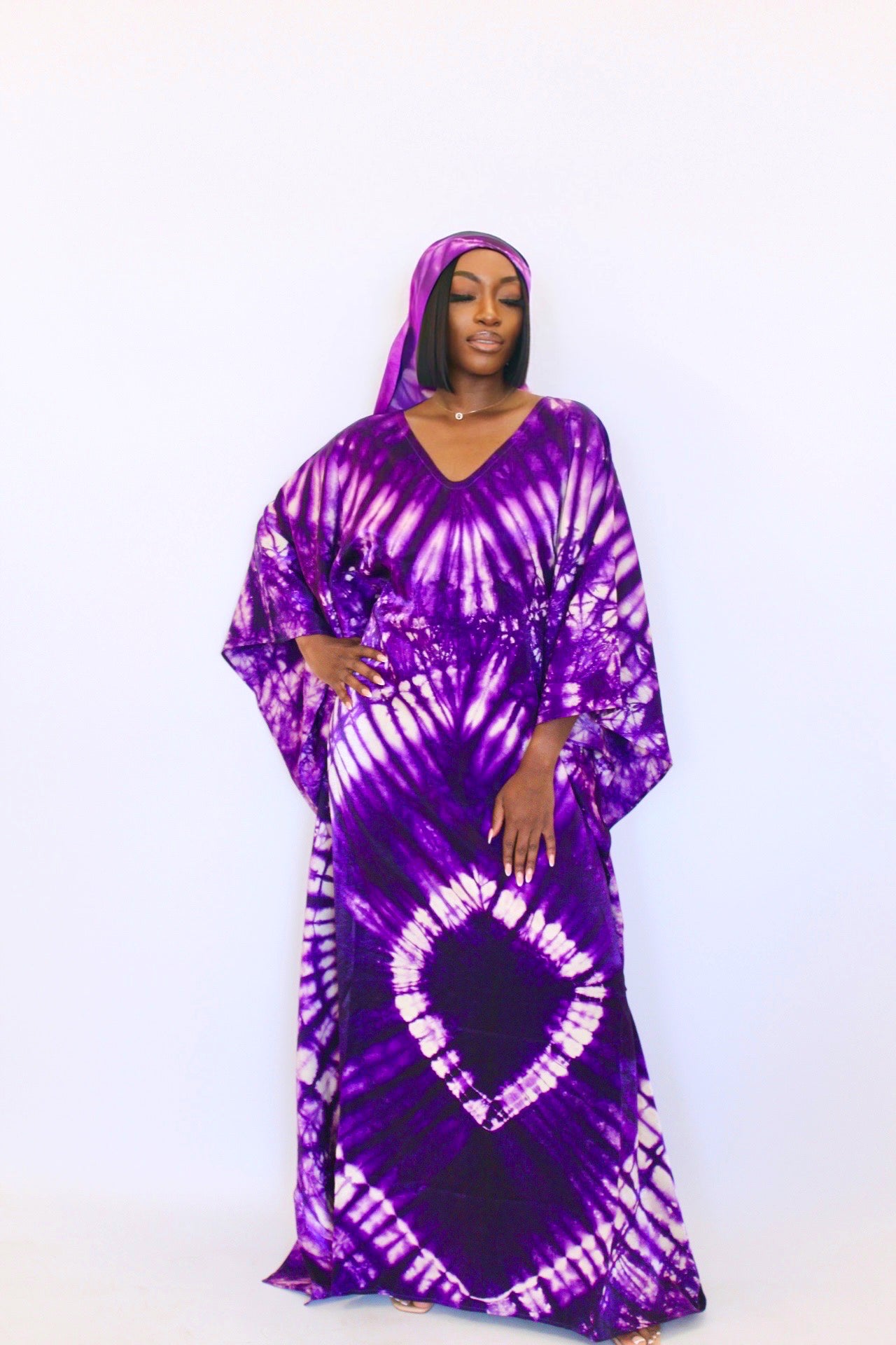 Kalon - Purple V-Neck Kaftan