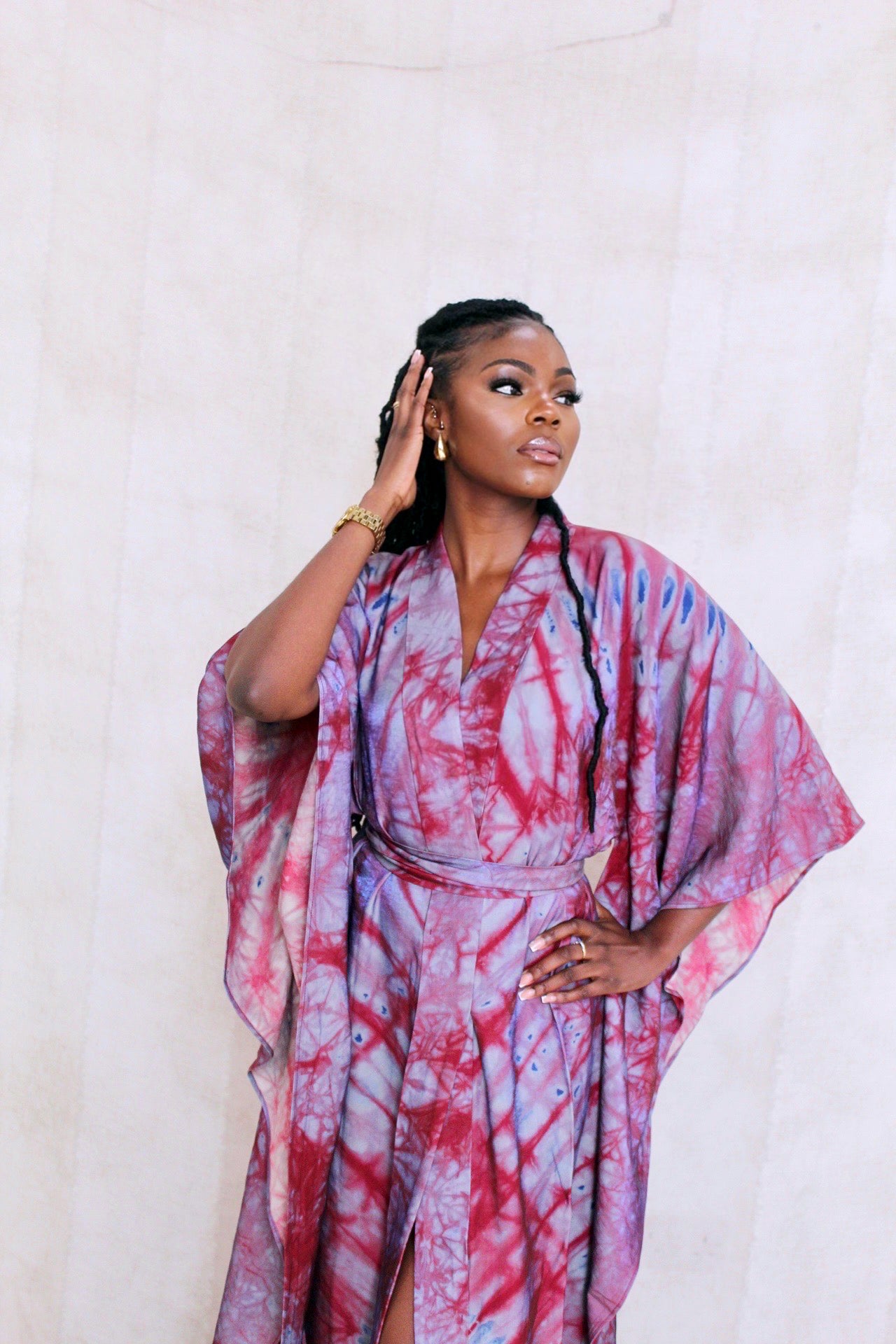 Eros - Wine Belted Kimono Kaftan