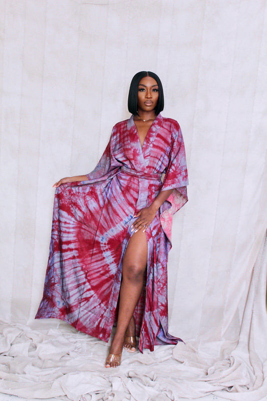 Eros - Wine Belted Kimono Kaftan