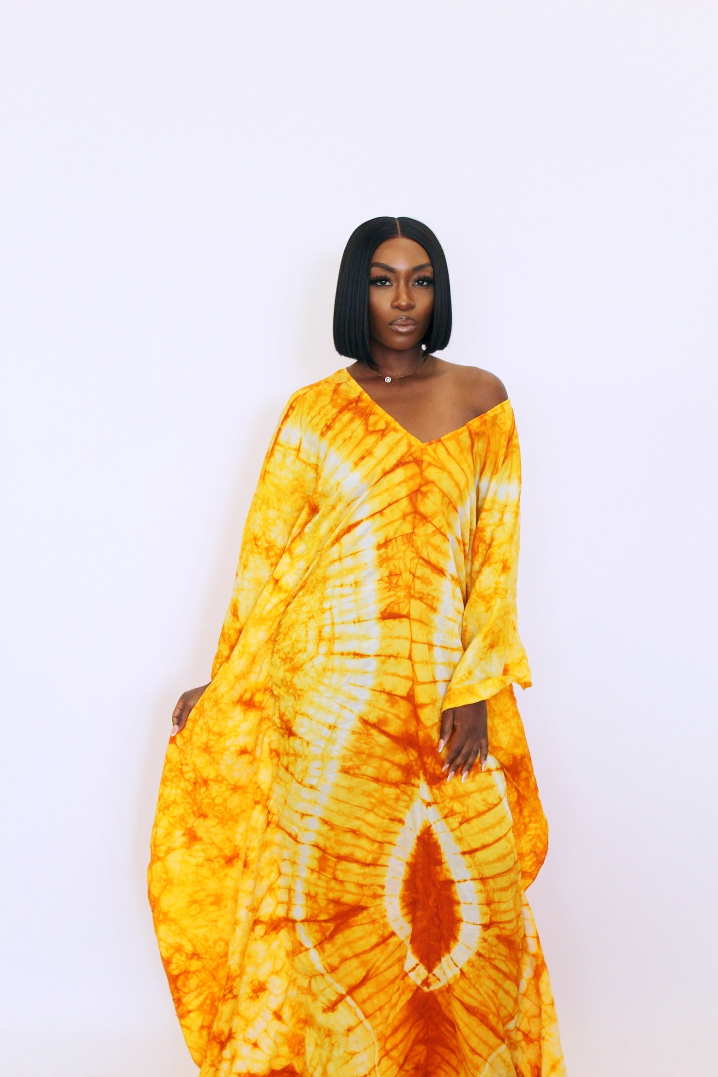 Phos - Orange V-Neck Kaftan